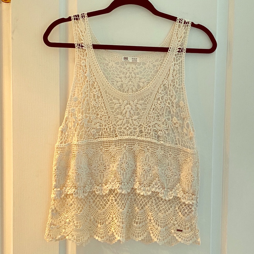 Cream Laced Top